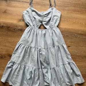 Blue Gingham Open Back Dress Size Small